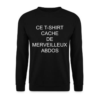 Humour Fun Et Rigolo Homme Abdos - Sweat-shirt Unisexe - noir - Devant - Alina (178cm) & Michal (187cm)