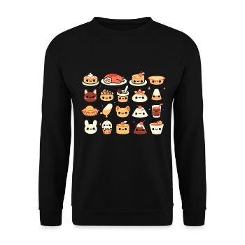 Kawaii Food Friends Fete - Unisex Sweatshirt - black - Front - Alina (178cm) & Michal (187cm)