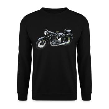 EMW R35 DDR Motorrad - Unisex Pullover - Schwarz - Vorne - Alina (178cm) & Michal (187cm)