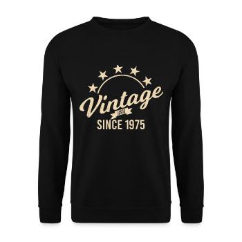 Vintage 1975 Geburtstag Geburtsjahr Retro seashell - Unisex Pullover - Schwarz - Vorne - Alina (178cm) & Michal (187cm)