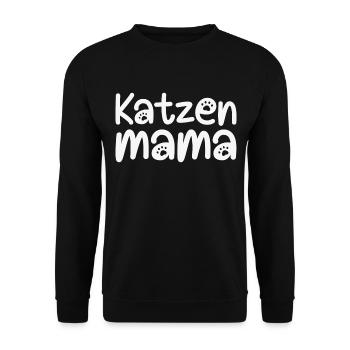 Katzenmama Katzen Mama Pfote Pfoten Katze Geschenk - Unisex Pullover - Schwarz - Vorne - Alina (178cm) & Michal (187cm)