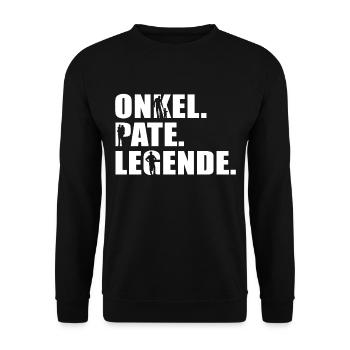 Onkel Pate Legende Patenonkel Motto - Unisex Pullover - Schwarz - Vorne - Alina (178cm) & Michal (187cm)