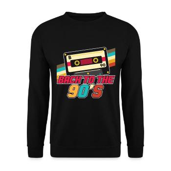 Back to 90s retro vintage cassette tape - Unisex Sweatshirt - black - Front - Alina (178cm) & Michal (187cm)