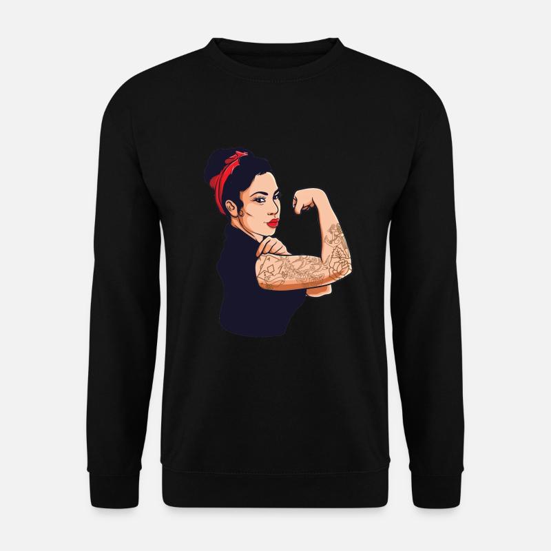 Tattoo Feminismus Geschenkidee Frauen-Power - Unisex Pullover - Schwarz
