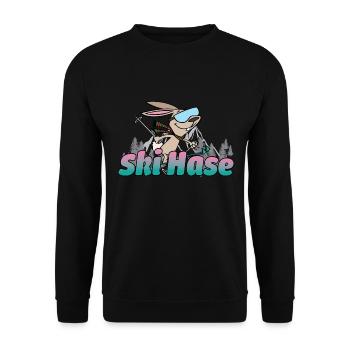 Skihase Snowboard Ski für Après-Ski - Unisex Pullover - Schwarz - Vorne - Alina (178cm) & Michal (187cm)