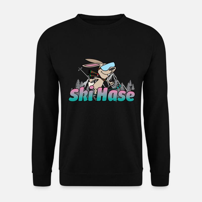 Skihase Snowboard Ski für Après-Ski - Unisex Pullover - Schwarz