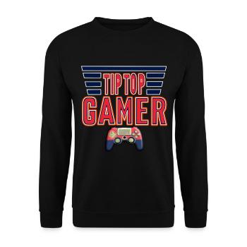 Gamer Zocker, Zockerin, Videogamer Konsole T-Shirt - Unisex Pullover - Schwarz - Vorne - Alina (178cm) & Michal (187cm)