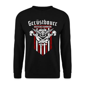 Gerüstbauer Shirt Handwerk mit Tradition - Unisex Pullover - Schwarz - Vorne - Alina (178cm) & Michal (187cm)