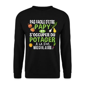 Papy potager jardinage Cadeau grand-père jardinier - Sweat-shirt Unisexe - noir - Devant - Alina (178cm) & Michal (187cm)
