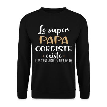 Cordiste papa. Métier. Cadeau homme humour corde - Sweat-shirt Unisexe - noir - Devant - Alina (178cm) & Michal (187cm)