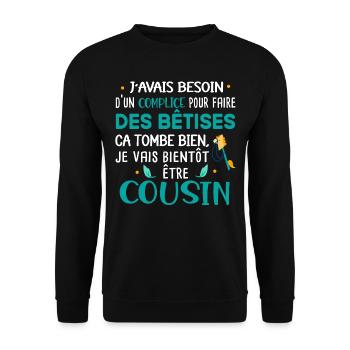 Futur cousin Cadeau naissance bébé Humour - Sweat-shirt Unisexe - noir - Devant - Alina (178cm) & Michal (187cm)