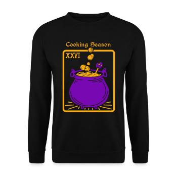 Carte de tarot de sorcellerie du chaudron d’Halloween - Sweat-shirt Unisexe - noir - Devant - Alina (178cm) & Michal (187cm)