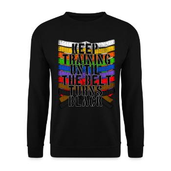 Training Martial Arts Black Belt Karate Jiu Jitsu - Unisex Sweatshirt - black - Front - Alina (178cm) & Michal (187cm)