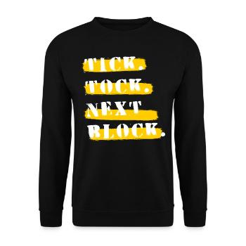 TIC. TOCK. NEXT BLOCK. Bitcoin 2023 (Miami) - Unisex Sweatshirt - black - Front - Alina (178cm) & Michal (187cm)