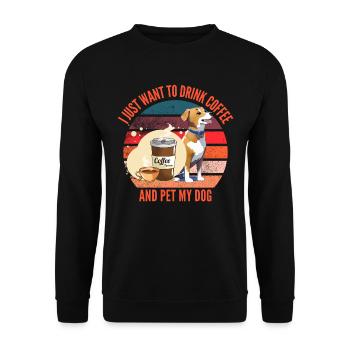 Buvez du café et un chien de compagnie - Sweat-shirt Unisexe - noir - Devant - Alina (178cm) & Michal (187cm)