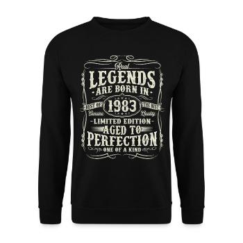 Né en 1983 Cadeau d’anniversaire Legends - Sweat-shirt Unisexe - noir - Devant - Alina (178cm) & Michal (187cm)