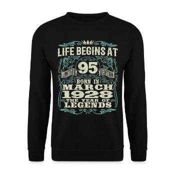 95 ans - anniversaire 1928 - né en mars 1928 - Sweat-shirt Unisexe - noir - Devant - Alina (178cm) & Michal (187cm)