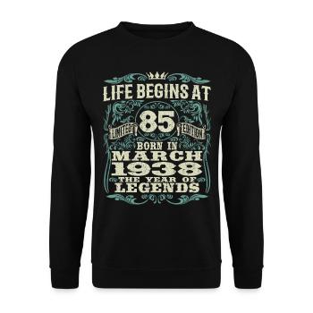 85 years old - birthday 1938 - born in march 1938 - Unisex Sweatshirt - black - Front - Alina (178cm) & Michal (187cm)