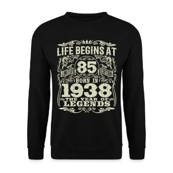 85 years old - birthday 1938 - born in 1938 - Unisex Sweatshirt - black - Front - Alina (178cm) & Michal (187cm)