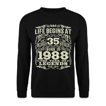 35 years old - birthday 1988 - born in 1988 - Unisex Sweatshirt - black - Front - Alina (178cm) & Michal (187cm)