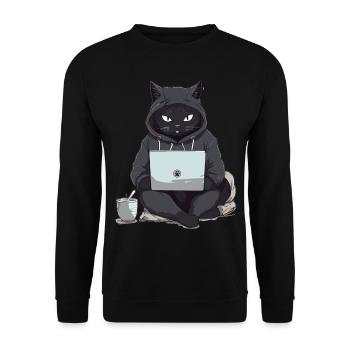 Chat Noir Bombay Chat Tenue pour - Sweat-shirt Unisexe - noir - Devant - Alina (178cm) & Michal (187cm)