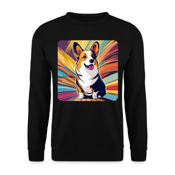 Cute Corgi Dog in Retro Style - Unisex Sweatshirt - black - Front - Alina (178cm) & Michal (187cm)