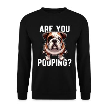 Faites-vous caca ? Drôle de bouledogue anglais - Sweat-shirt Unisexe - noir - Devant - Alina (178cm) & Michal (187cm)