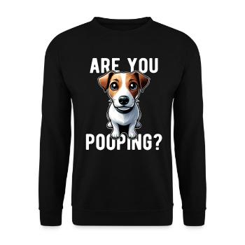 Faites-vous caca ? Drôle de chien Jack Russel - Sweat-shirt Unisexe - noir - Devant - Alina (178cm) & Michal (187cm)