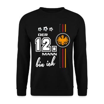 Fußball Deutschland Fussball Fan 12.Mann - Unisex Pullover - Schwarz - Vorne - Alina (178cm) & Michal (187cm)
