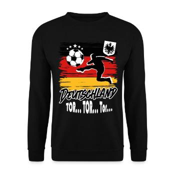 Fußball Deutschland Fussball Fan Tor Tor Tor - Unisex Pullover - Schwarz - Vorne - Alina (178cm) & Michal (187cm)