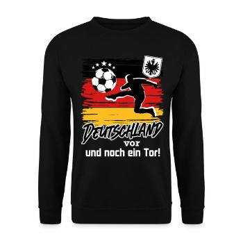 Fußball Deutschland Fussball Fan Noch ein Tor - Unisex Pullover - Schwarz - Vorne - Alina (178cm) & Michal (187cm)