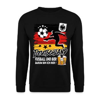 Fußball Deutschland Fussball und Bier - Unisex Pullover - Schwarz - Vorne - Alina (178cm) & Michal (187cm)