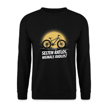 Niemals radlos. Bike Fahrrad Radsport Rad - Unisex Pullover - Schwarz - Vorne - Alina (178cm) & Michal (187cm)