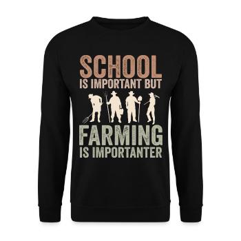 Die Schule ist wichtig, aber die Landwirtschaft ist noch wichtiger - Unisex Pullover - Schwarz - Vorne - Alina (178cm) & Michal (187cm)
