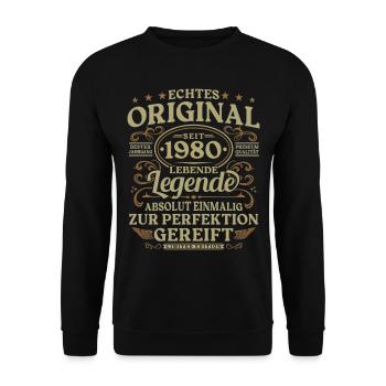 Original seit 1980 Jahrgang Geburtstag Geschenk - Unisex Pullover - Schwarz - Vorne - Alina (178cm) & Michal (187cm)