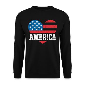 America Flag Heart - Unisex Sweatshirt - black - Front - Alina (178cm) & Michal (187cm)