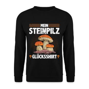 Pilze Sammeln - Unisex Pullover - Schwarz - Vorne - Alina (178cm) & Michal (187cm)