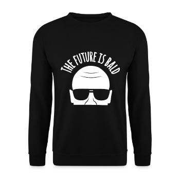 Die Zukunft ist kahl: Lustiges kahles Haar Zitat - Unisex Pullover - Schwarz - Vorne - Alina (178cm) & Michal (187cm)