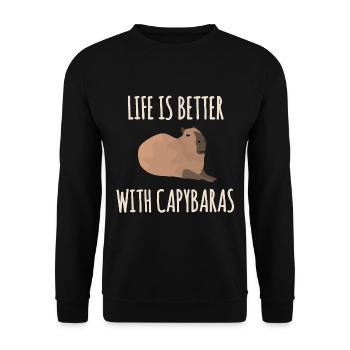La vie est meilleure avec les capybaras - Sweat-shirt Unisexe - noir - Devant - Alina (178cm) & Michal (187cm)