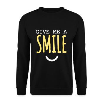 Donnez-moi un sourire : Citation sur le bonheur - Sweat-shirt Unisexe - noir - Devant - Alina (178cm) & Michal (187cm)