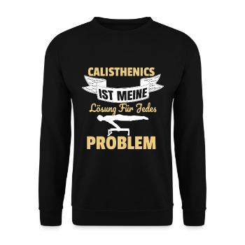 Lösung für jedes Problem Calisthenics Rückzugsort - Unisex Pullover - Schwarz - Vorne - Alina (178cm) & Michal (187cm)