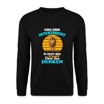 Löwe interessiert schafe nicht Alphatier Spruch - Unisex Pullover - Schwarz - Vorne - Alina (178cm) & Michal (187cm)