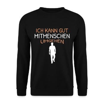 lustiger Spruch Menschen hasser Meme zweideutig - Unisex Pullover - Schwarz - Vorne - Alina (178cm) & Michal (187cm)