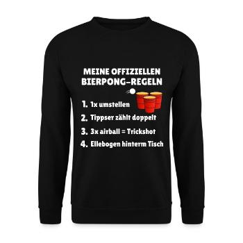 Offiziellen Bierpong Regeln Partyshirt biertrinker - Unisex Pullover - Schwarz - Vorne - Alina (178cm) & Michal (187cm)