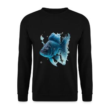 Realistischer Fisch aus Wasser - Unisex Pullover - Schwarz - Vorne - Alina (178cm) & Michal (187cm)