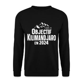 Kilimandjaro 2024 Montagne Tanzanie Afrique - Sweat-shirt Unisexe - noir - Devant - Alina (178cm) & Michal (187cm)