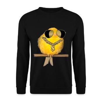 cool canary evil bird with sunglasses - Unisex Sweatshirt - black - Front - Alina (178cm) & Michal (187cm)