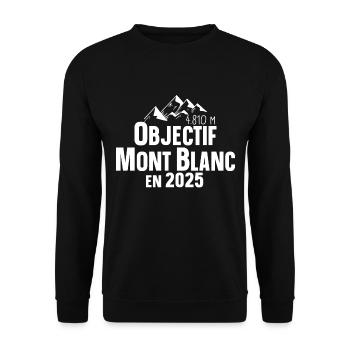 2025 Mont Blanc Montagne France Suisse Italie - Sweat-shirt Unisexe - noir - Devant - Alina (178cm) & Michal (187cm)