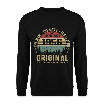 69 Jahre altes Geburtstagsgeschenk, geboren im Januar 1956 - Unisex Pullover - Schwarz - Vorne - Alina (178cm) & Michal (187cm)