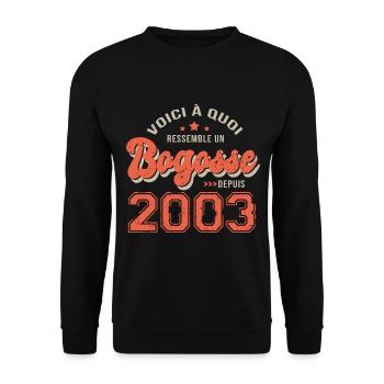 2003 anniversaire bogosse cadeau drole 20 ans - Sweat-shirt Unisexe - noir - Devant - Alina (178cm) & Michal (187cm)